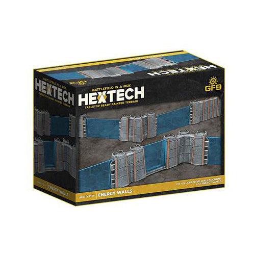 Trinity City Energy Walls - Grey/Blue: Hextech Tabletop Ready Painted Terrain