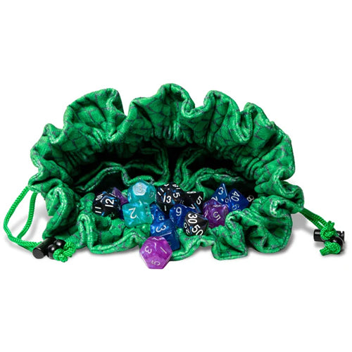 Velvet Compartment Dice Bag- Green Dragon Scales: Dragon Storm: FanRoll