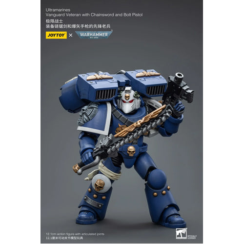 Warhammer 40K 1/18 Scale Ultramarines Vanguard Veteran with Chainsword and Bolt Pistol
