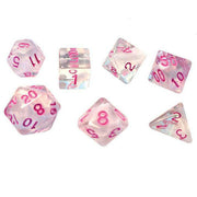 White Cloud & Pink Ink Polyhedral Dice Set