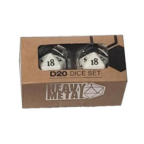 White: D20 Heavy Metal Dice