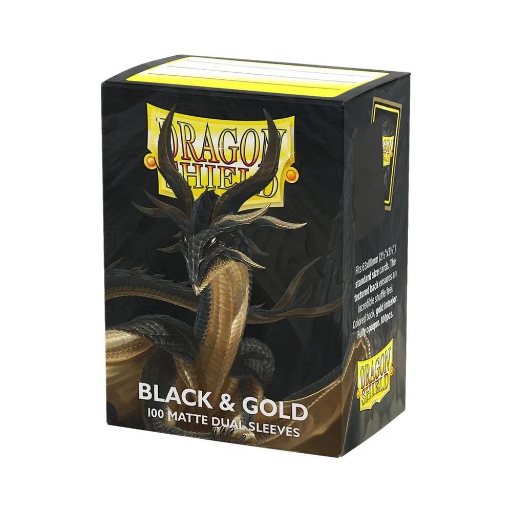 Dragon Shield Matte Dual Standard Sleeves - Black & Gold (100 ct.)