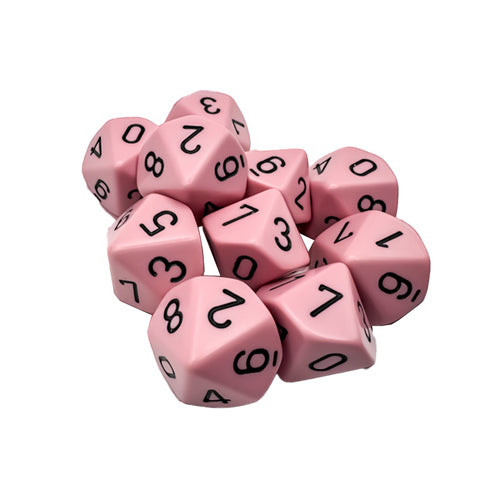 Opaque Black/pink d10 (Set of 10)