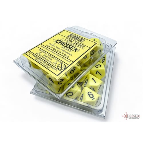 Chessex – Opaque Pastel Yellow/black d10 (Set of 10)