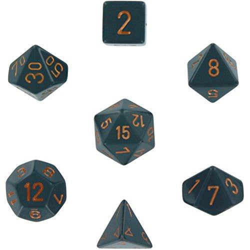 Opaque Polyhedral Dice 7 Set: Dark Grey/copper
