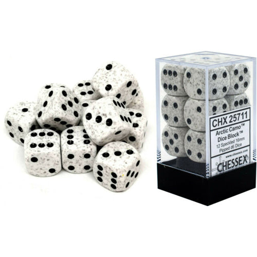 Speckled D6 Dice Set Of 12: Arctic Camo
