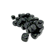 Opaque 12mm d6 Black/green Dice Block (36 dice)