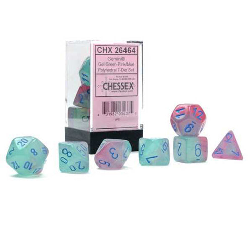 Gemini Polyhedral Gel Green-Pink/blue Luminary 7-Die Set