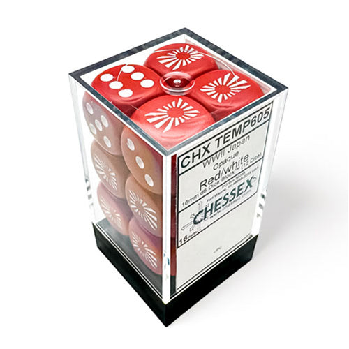WW2 Dice Japan Opaque Red/white 16mm d6 Dice Block
