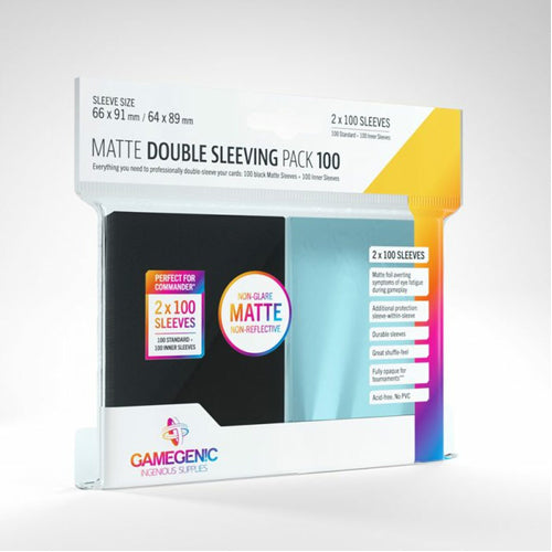 Gamegenic Matte Double Sleeving Pack 100 - Clear & Black (2 x 100)