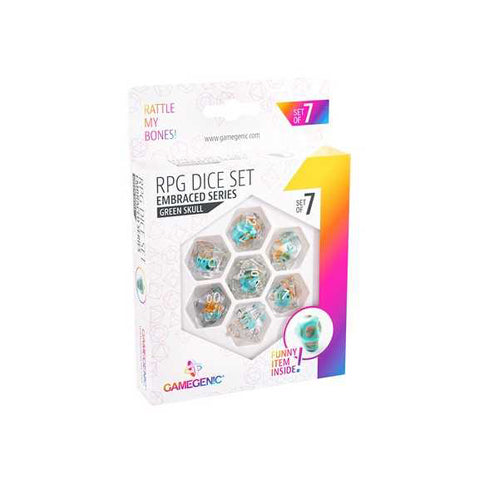 Gamegenic - Embraced Series - Green Skull - RPG Dice Set (7) - Multi-Colour