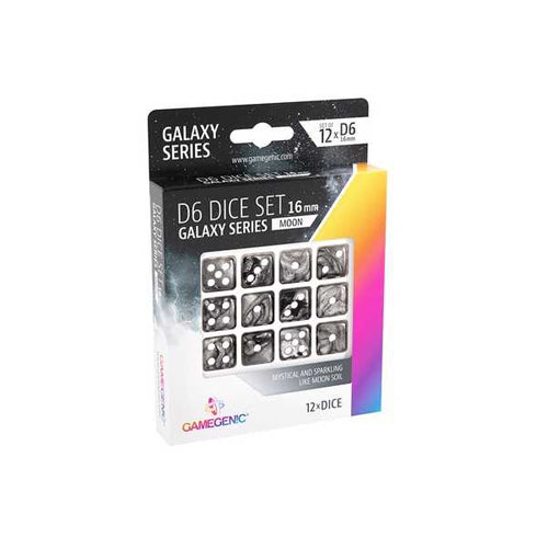 Gamegenic - Galaxy Series - Moon - D6 Dice Set 16 Mm (12) - Black