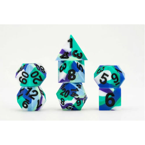 16mm Pride Sharp Edge Silicone Rubber Poly Dice Set - Gay Men: Gaymers Pride: FanRoll