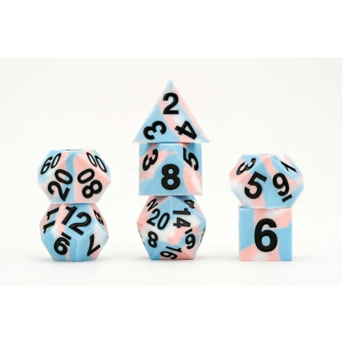 16mm Pride Sharp Edge Silicone Rubber Poly Dice Set - Transgender: Gaymers Pride: FanRoll