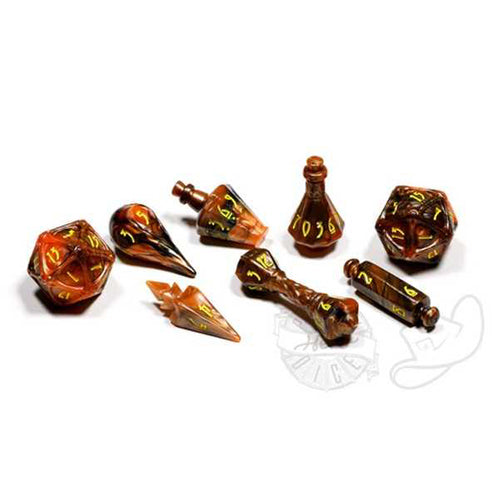 PolyHero Dice: Wizard 8 Dice Set Smoldering Ember