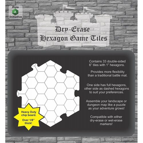 Dry Erase Dungeon Tiles: White 6" Hexagon (33 per pack)