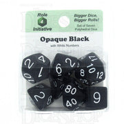 Opaque Black/White Poly 7 Set Dice