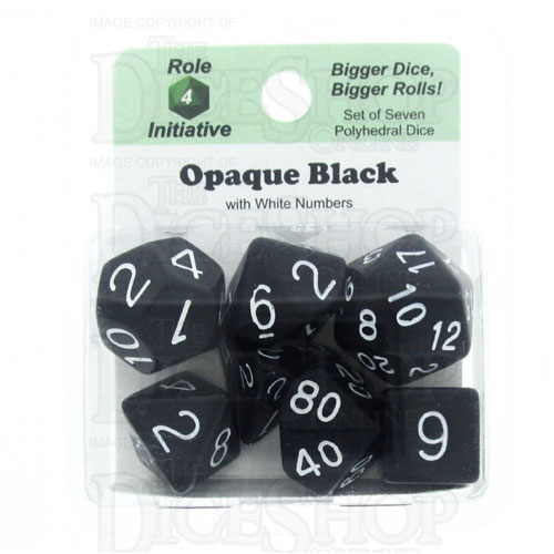 Opaque Black/White Poly 7 Set Dice
