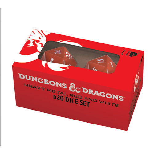 Ultra PRO - Heavy Metal Red And White D20 Dice Set: Dungeons & Dragons DDN