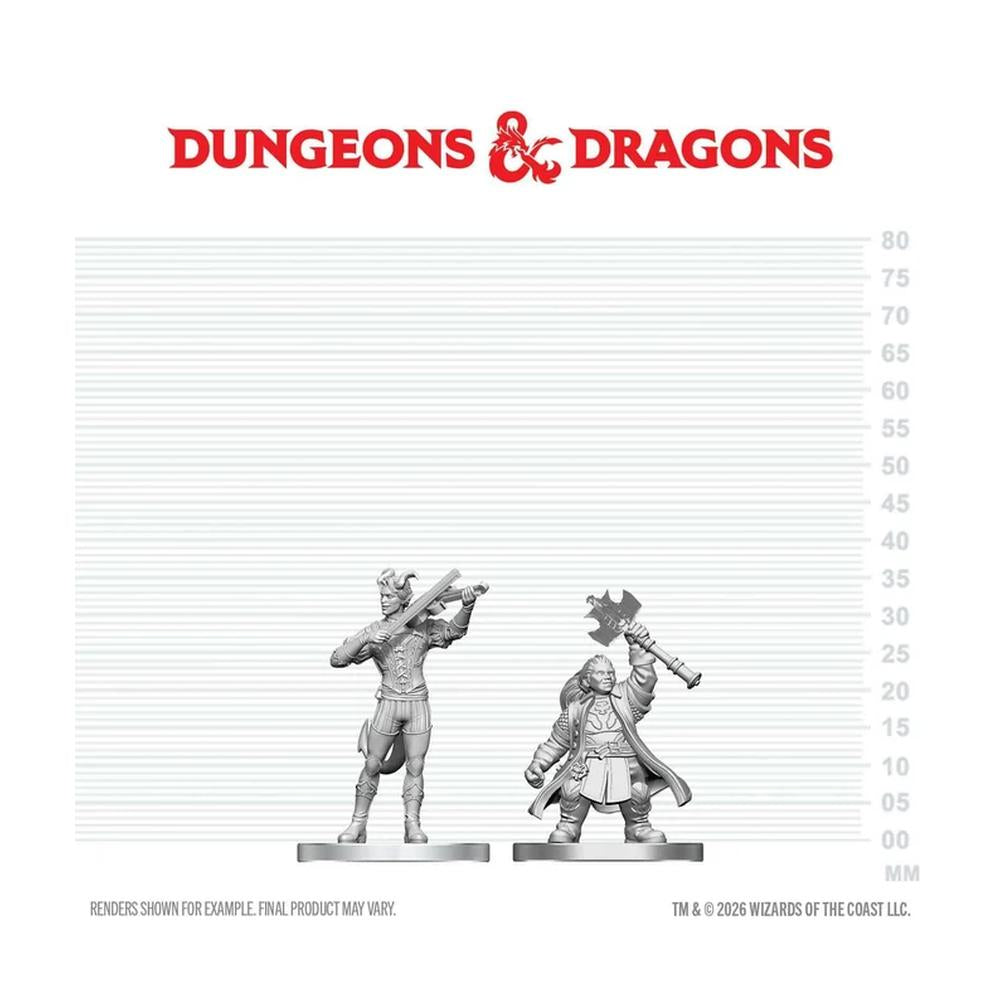D&D Nolzur's Marvelous Unpainted Miniatures: Tiefling Bard & Dwarf Cleric (W29)