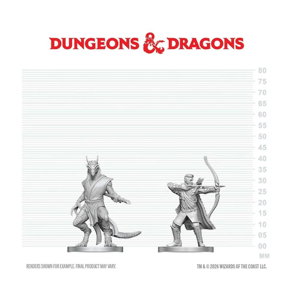 D&D Nolzur's Marvelous Unpainted Miniatures: Elf Ranger & Dragonborn Monk (W29)