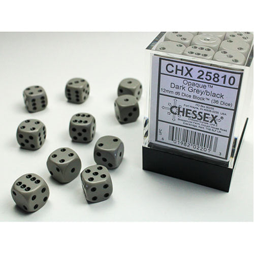 Chessex - 12mm D6 Dice Block - Grey w/Black