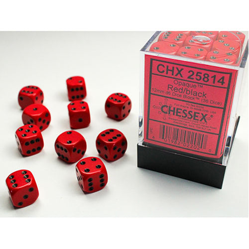Chessex - 12mm D6 Dice Block - Red w/Black