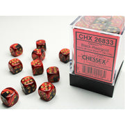 Chessex - 12mm D6 Dice Block - Black & Red w/Gold