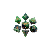 Fanroll - 10mm Mini Polyhedral Dice set - Green/Light Green w/ Gold Numbers