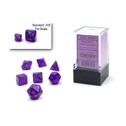 Chessex - Mini Borealis Polyhedral 7 Die Set - Luminary Royal Purple & Gold
