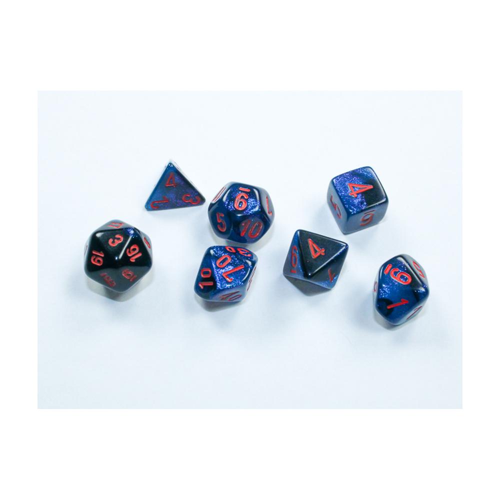 Chessex - Mini Gemini Polyhedral 7 Die Set - Starlight Black & Red