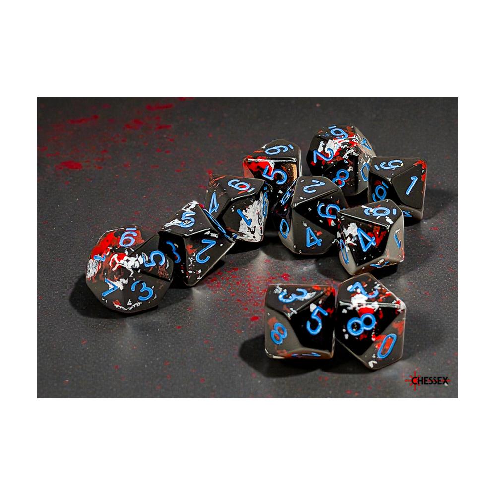 Chessex - Brush D10 10 Dice Set - Dark side/blue