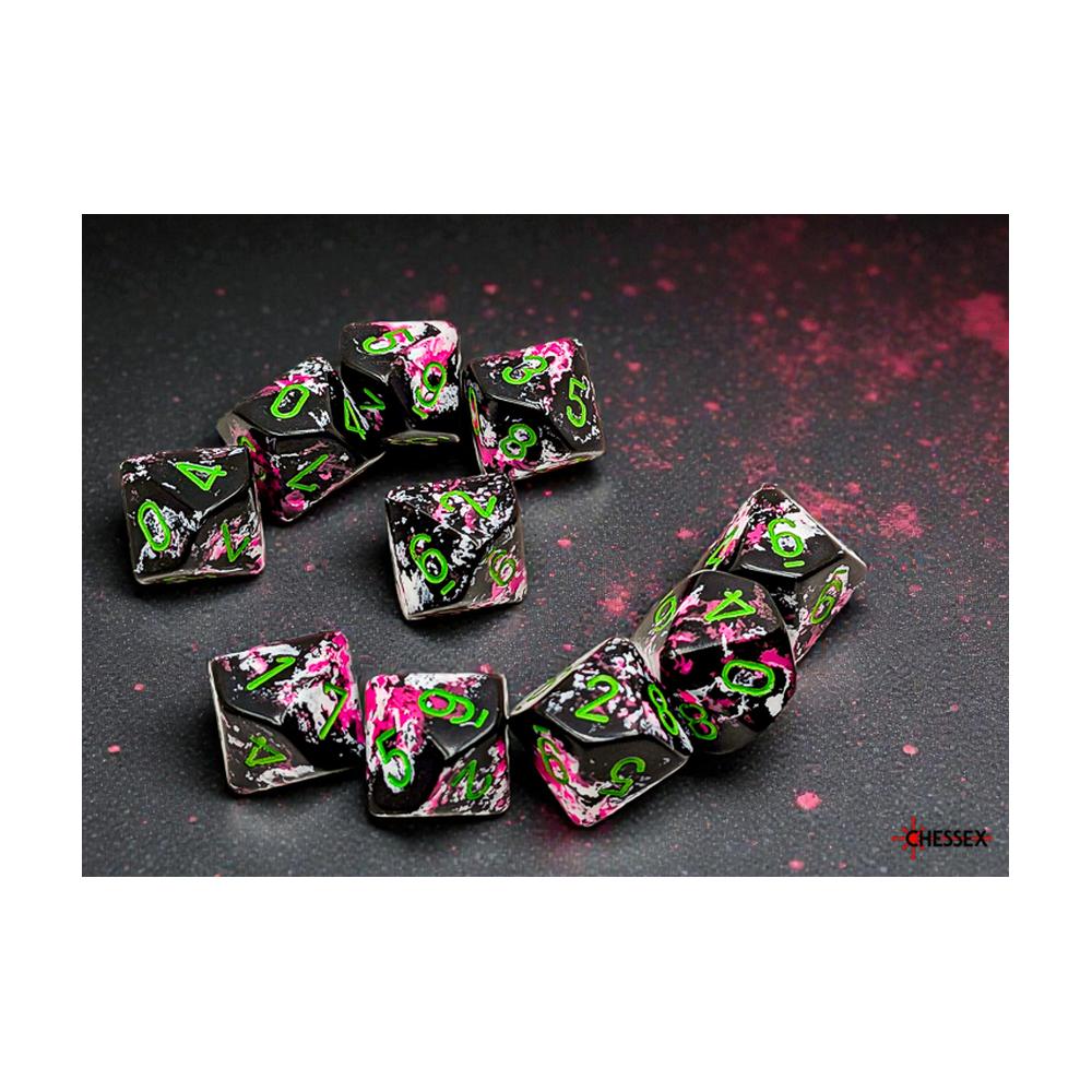 Chessex - Brush D10 10 Dice Set - Paintball/Green
