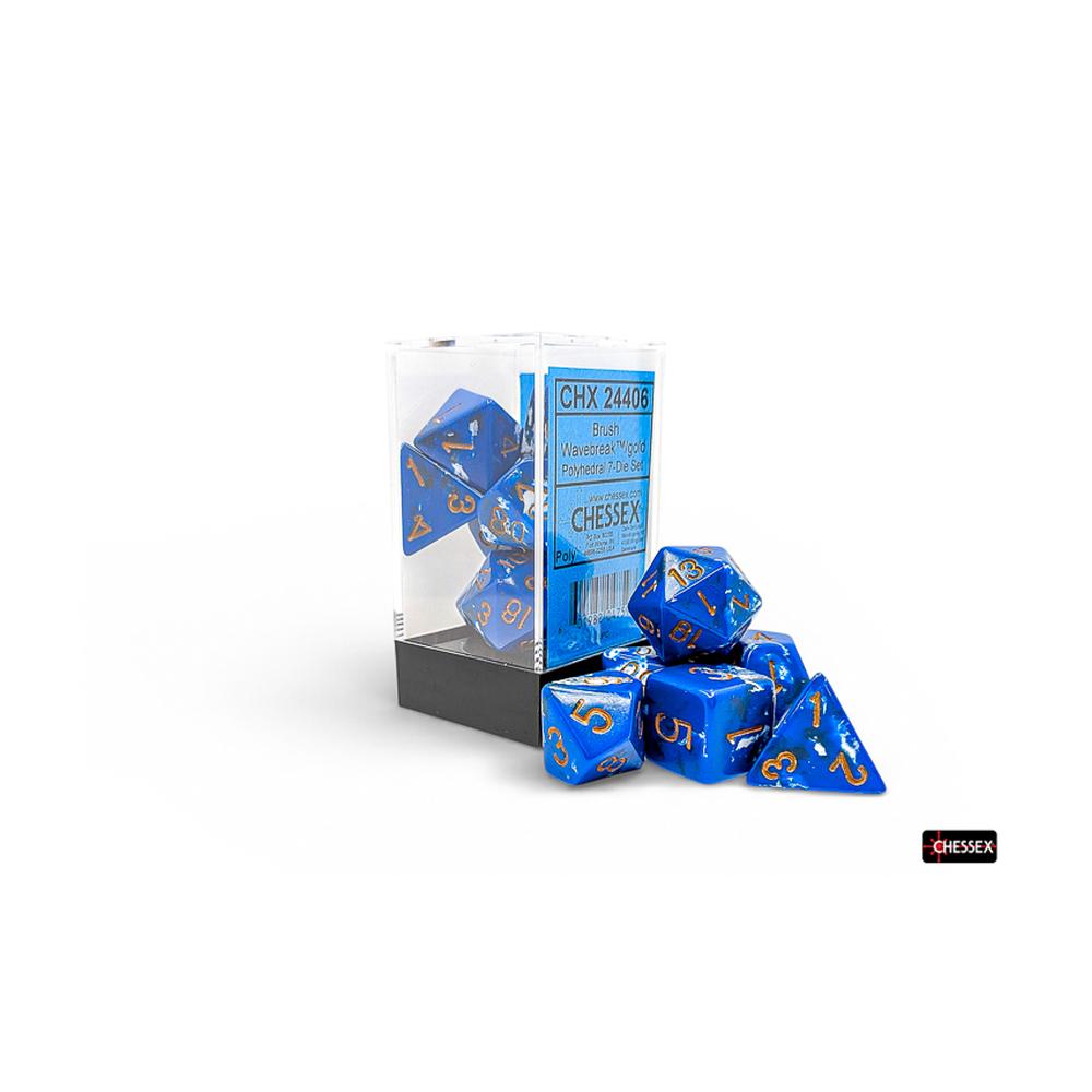 Chessex - Brush Polyhedral 7 Dice Set - Wavebreak/Gold