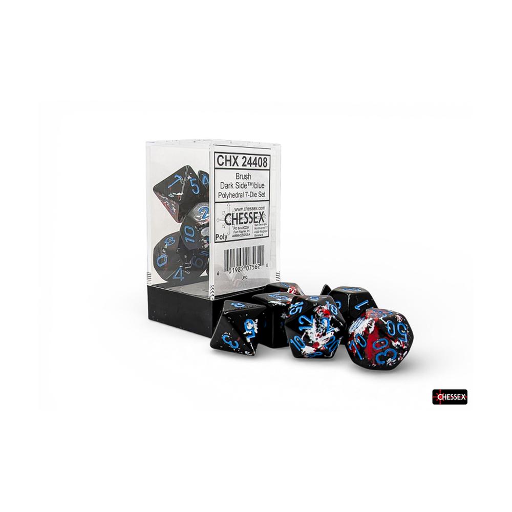 Chessex - Brush Polyhedral 7 Dice Set - Dark Side/Blue