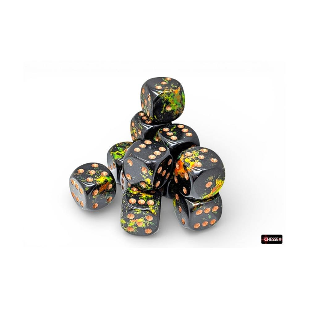 Chessex - Brush 16mm D6 Dice Block - Deep Forest/ Gold