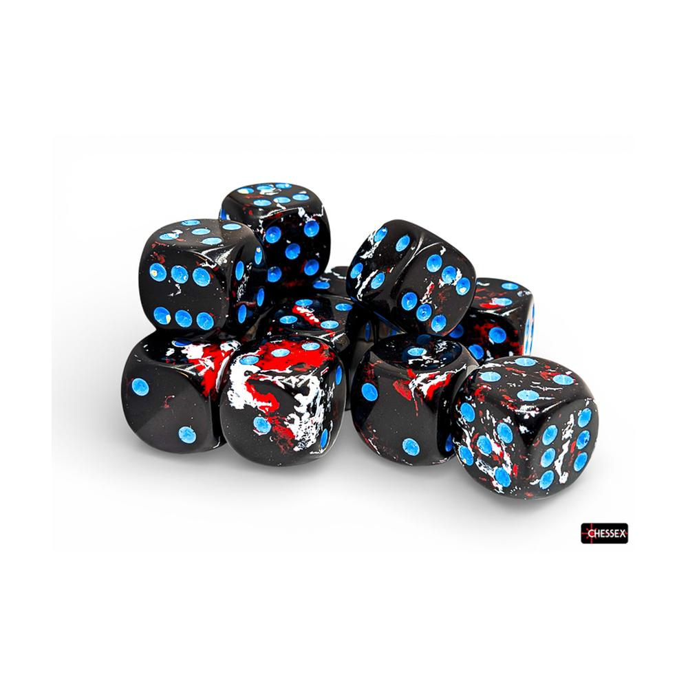 Chessex - Brush 16mm D6 Dice Block - Dark Side/ Blue