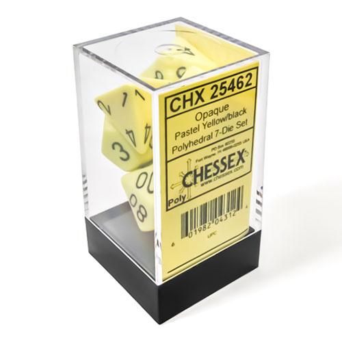 Chessex - Opaque Pastel Polyhedral 7 Dice Set - Yellow/Black