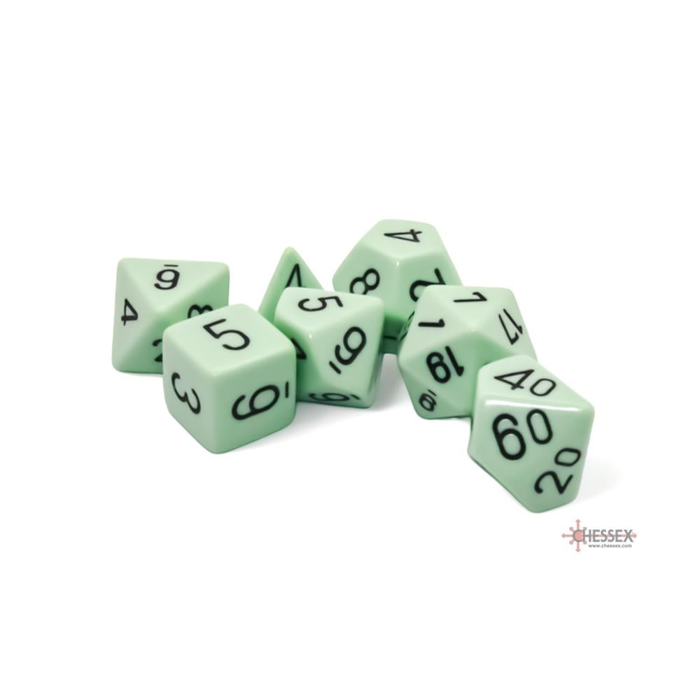 Chessex - Opaque Pastel Polyhedral 7 Dice Set - Green/Black