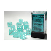 Chessex - Frosted 16mm D6 Dice Block - Teal w/ White