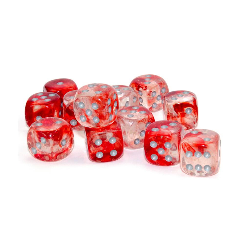 Chessex - Nebula 16mm D6 Dice Block - Red w/ Silver