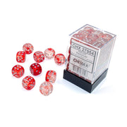 Chessex - Nebula 12mm D6 Dice Block - Luminary Red & Silver Dice Block