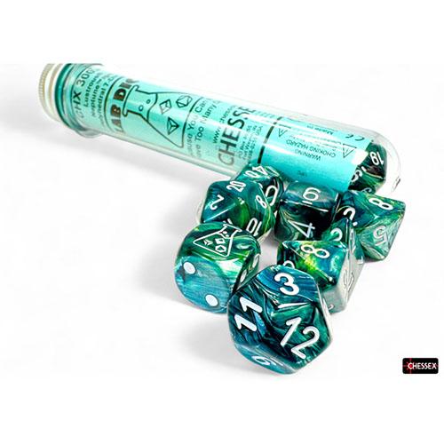 Chessex - Lab Dice 9 - Lustrous Polyhedral 7 Dice Set - Neptune/Grey