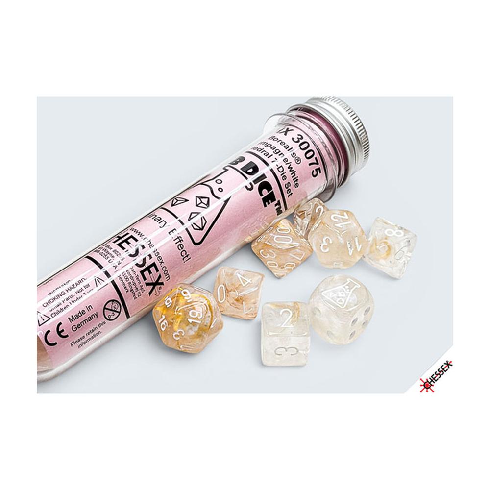 Chessex - Lab Dice 10 Borealis - Champagne/White