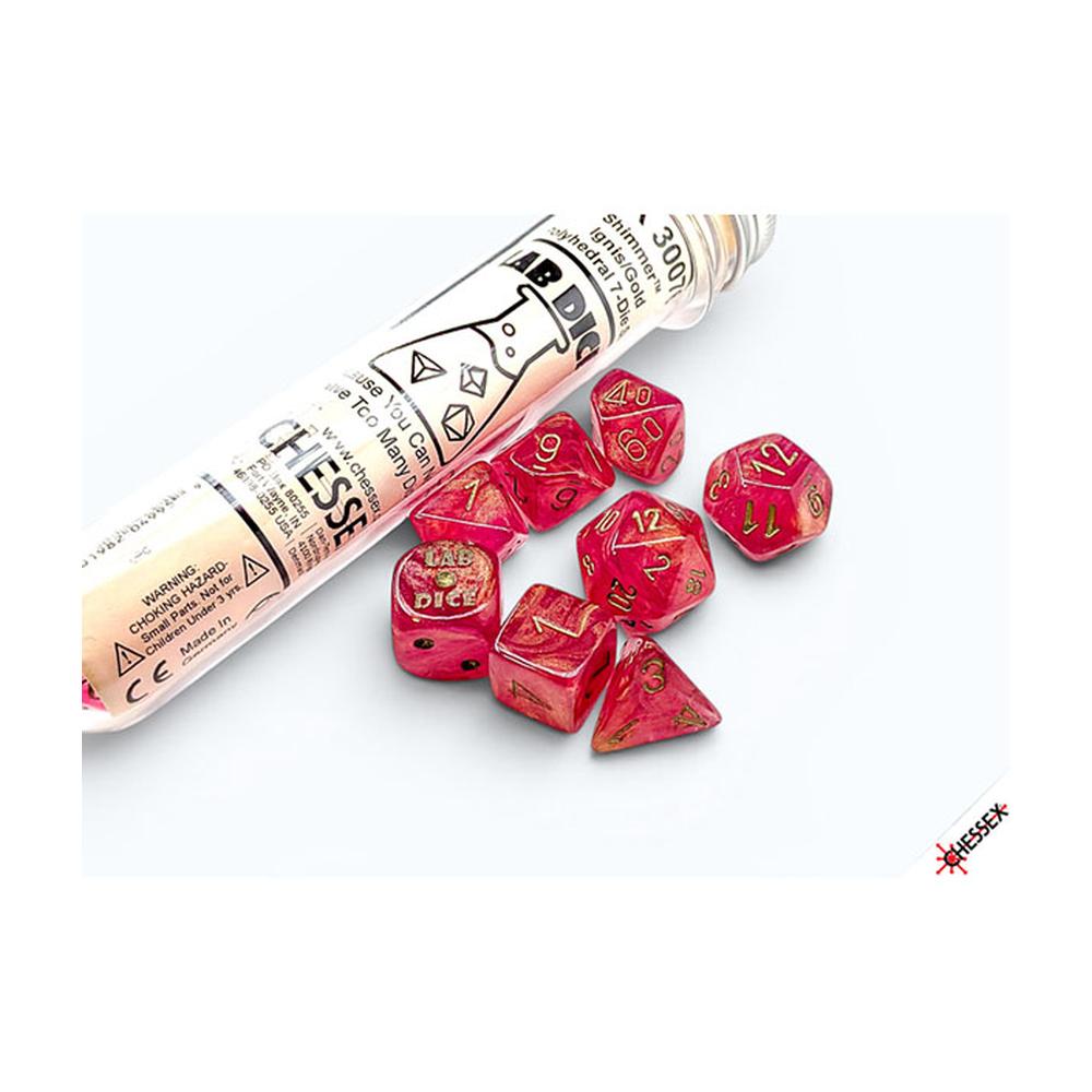 Chessex - Lab Dice 10 Shimmer - Ignis/Gold
