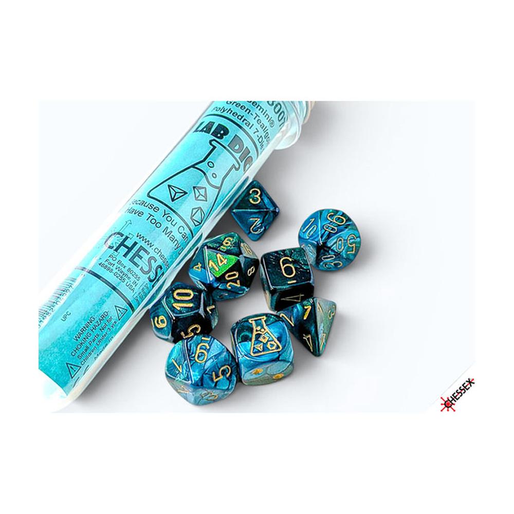 Chessex - Lab Dice 10 Gemini - Green-Teal/Gold