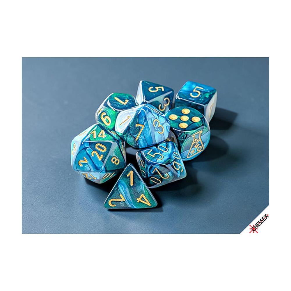 Chessex - Lab Dice 10 Gemini - Green-Teal/Gold