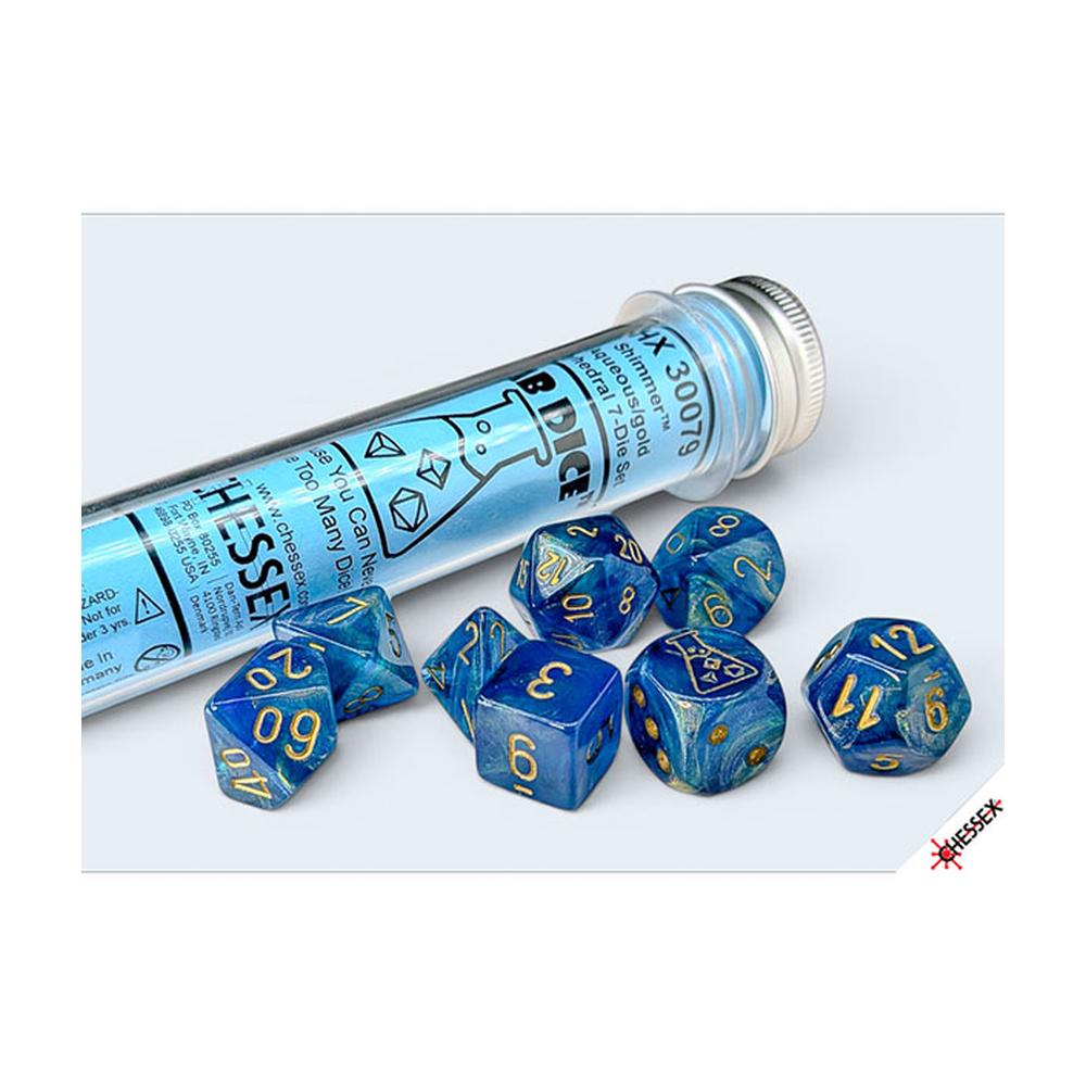 Chessex - Lab Dice 10 Shimmer - Aqeous/Gold