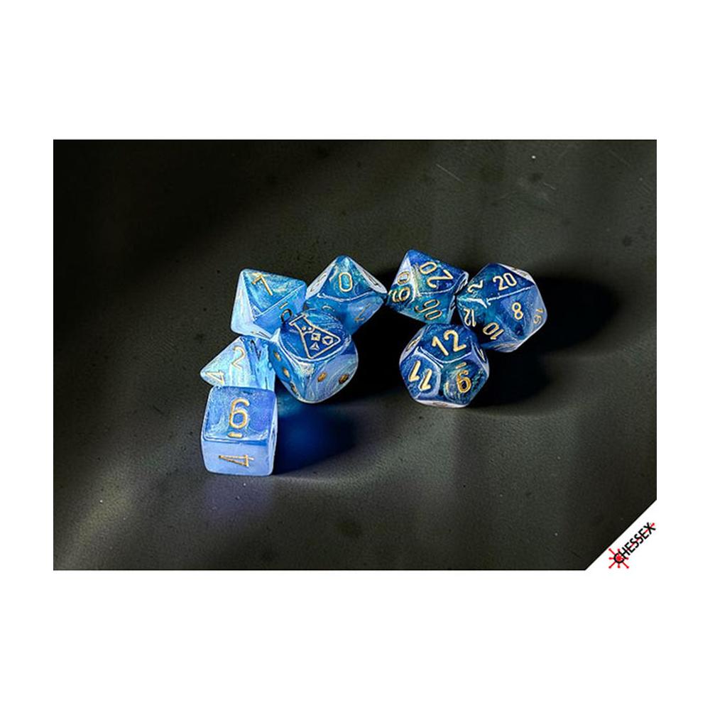 Chessex - Lab Dice 10 Shimmer - Aqeous/Gold