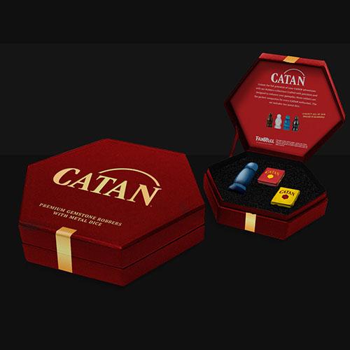 Fanroll - Catan Premium Robber & Metal Dice Set - Cats Eye Aquamarine